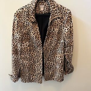 Chico's Leopard Print Blazer. Front hook closure! Size 0